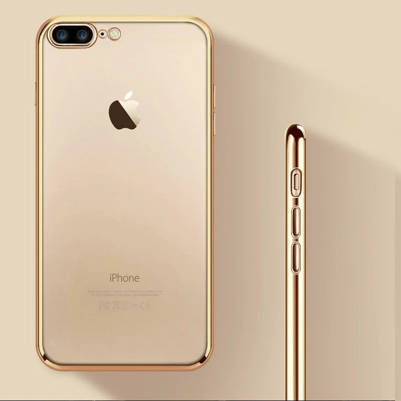 For IPhone 8 Plus Case Luxury Gold Plating Soft Silicone Gel Case for IPhone 14 13 11 Pro 12 Mini X XR XS Max 7 Plus Cover