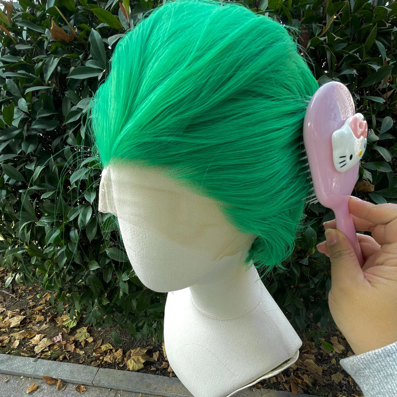 Light Green Short Bob Cut for Women Cosplay 13x4 Lace Front Wigs for Men Glueless Synthetic Hair Heat Resistant Free Part 150%
