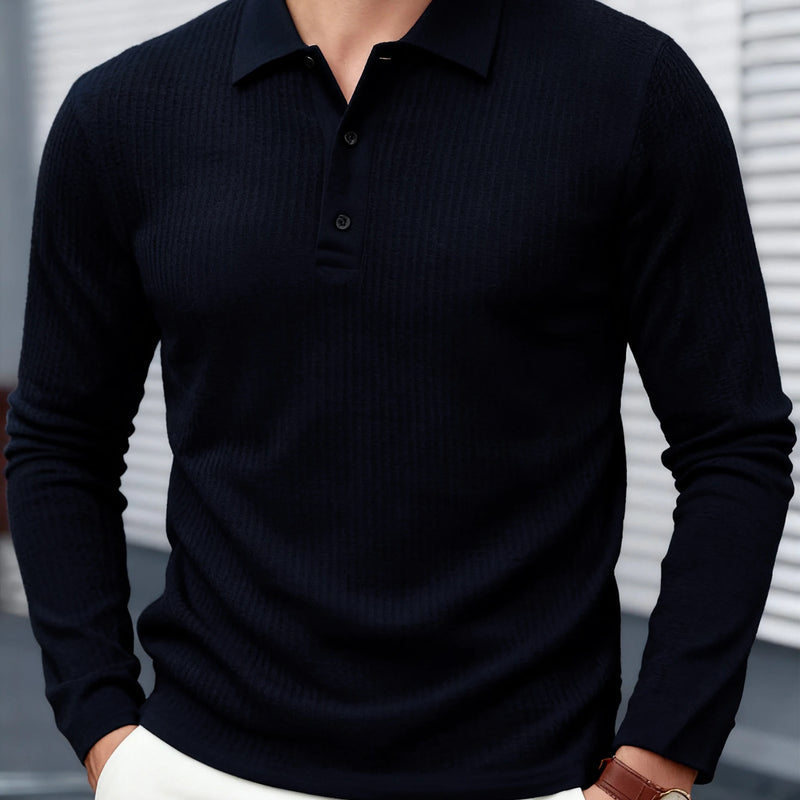 Men's Business Casual Long Sleeve Polo T - shirt Summer Comfortable Breathable Top male fFormal Occasions - View 6 | SAMAG