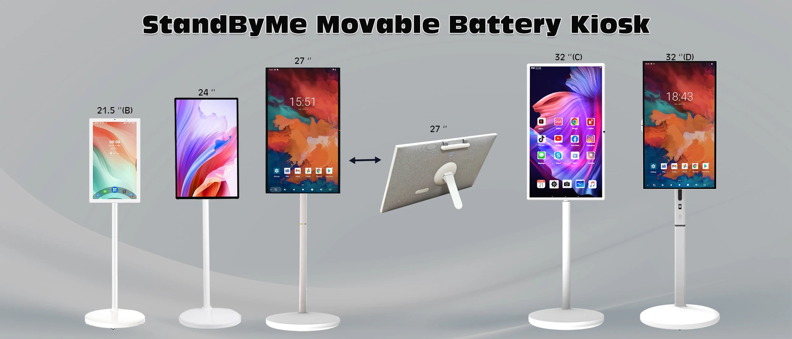 22/24/27/32 Inch Portable Tv on Stand Touch Screen Android Wireless Display With Built-In Mike Camera 4-7H Battery Life