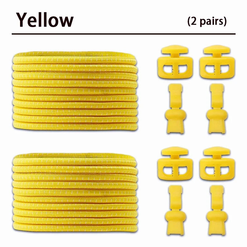 2 Pair No Tie Shoe Laces Kids Adult Quick Laces Round Elastic Shoelaces Without Ties Lock Shoelace Sneakers Shoes Accessories