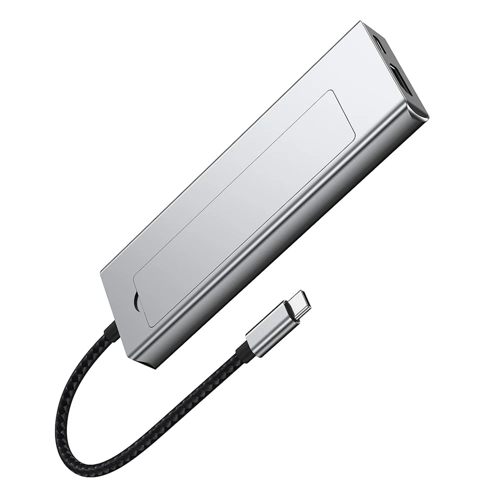 8-in-1 USB Hub M.2 NVMe SATA SSD Enclosure Storage USB3.2 Type-c to HDMI-Compatible Laptop Dock Station USB Adapter For Macbook