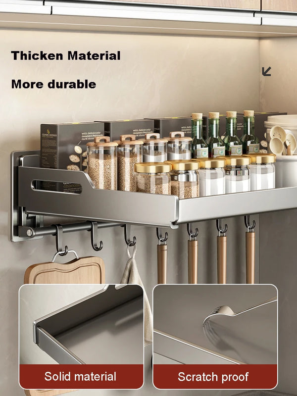 Wall Mounted Kitchen Utensils Organizer Home Spice Rack Box Jar Dish Drying Shelves Storage Supplies - View 3 | SAMAG