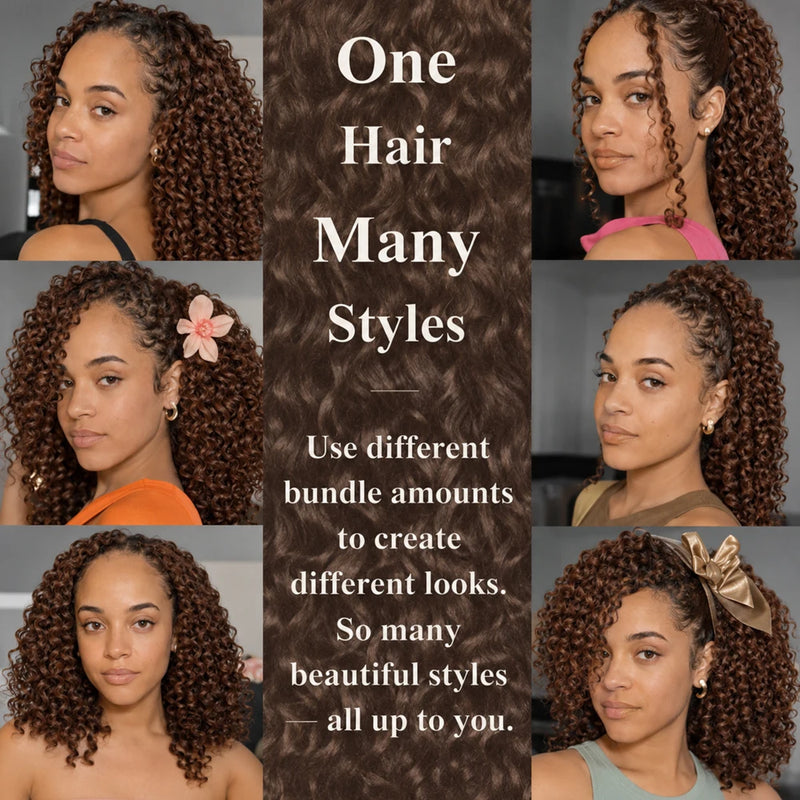 Brown Deep Wave Crochet Human Hair Extensions Miracle Knots Feather Soft Braiding Hair for Black Women Pre Looped Lightweight Reusable Hair with Natural Shine Full Volume for Boho Braids and Protective Styles