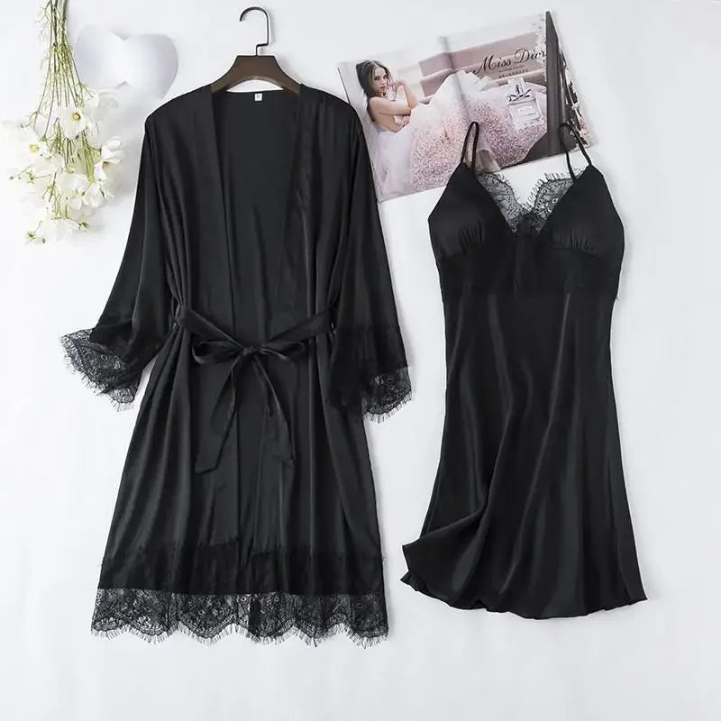 White Silk Pajamas Set Women Bride Wedding Robe Nightgown | SAMAG