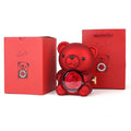 Plastic Rotating Hugging Bear Jewelry Box Romantic Cute Rose Bear Gifts Box with Soap Rose Jewelry Display