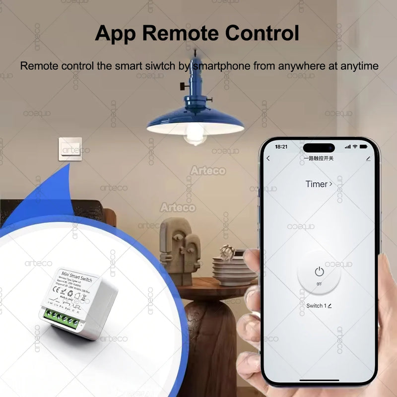 Zigbee 3.0 Mini Smart Switch 16A 2 Way Control Relay Breaker Home Automation DIY Module Light Switches Need Gateway Support Z2M