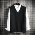 Man Clothes Waistcoat V Neck Vest Knitted Sweaters for Men Business Black Sleeveless Japanese Harajuku Fashion S Cheap Street A