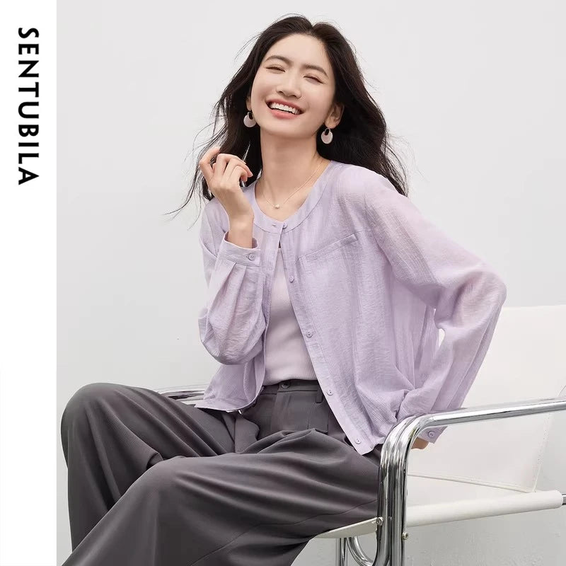 SENTUBILA Women's Oversized Lyocell Shirt Spring Summer - View 7 | SAMAG