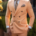 High Quality Brown Men Suits 2024 Double Breasted Bespoke Wedding Suit Peaked Lapel Formal Blazer Slim Fit 2 Piece Jacket Pants