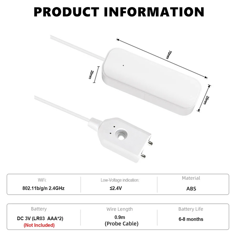 Tuya WiFi/Zigbee Water Level Sensor Leakage Alarm Flood Leak Detector Smart Life APP Water Alert Overflow Alarm Home