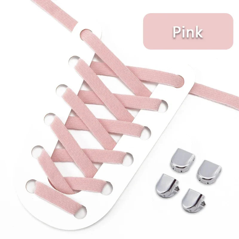 1Pair Elastic Laces Sneakers Tennis Flat Shoelaces No Tie Shoe Laces Without Ties Kids Adult 8mm Wide Shoelace Shoes Accessories