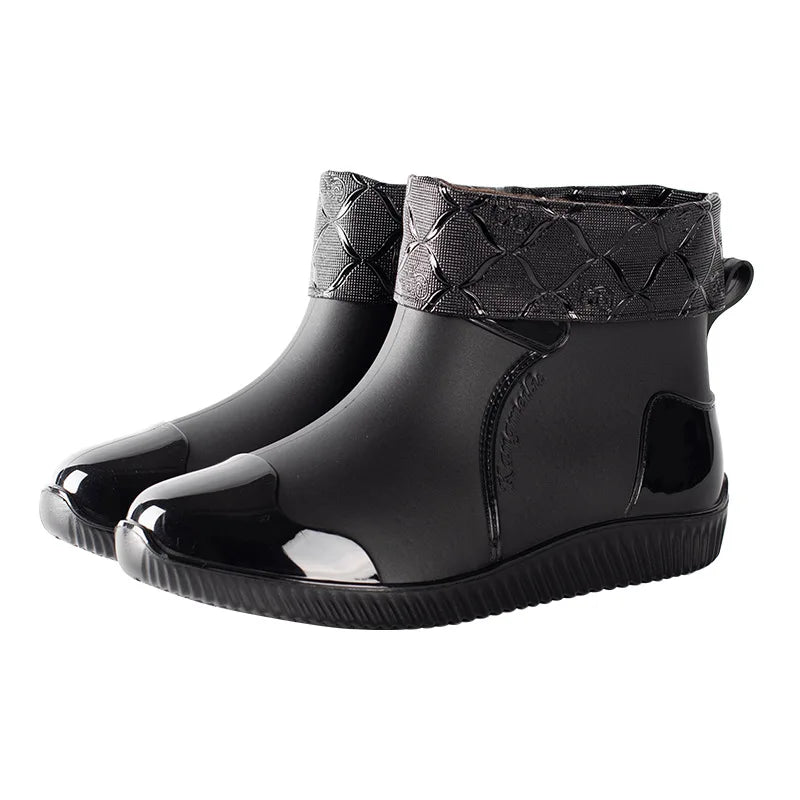 Men Rain Shoes 2026 New Low Cut Casual Thickened Low Heel Rain Boots Ankle Waterproof Work Shoes