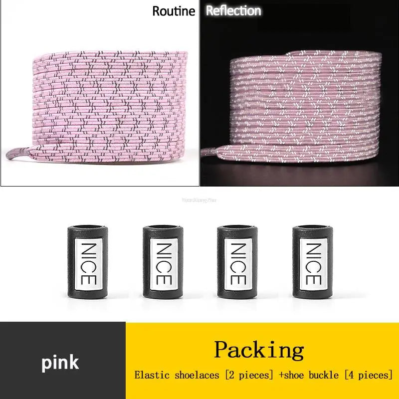 New Reflective No Tie Shoelaces Elastic Laces Sneakers Flat Shoe laces without ties Kids Adult Shoelace One size fits all Shoes