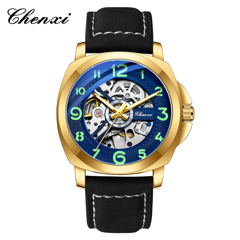 CHENXI Original Skeleton Mechanical Man Watches Luxury Men's Automatic Watch	Leather Strap Fashion Business Wristwatch Gift