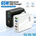 5 Ports 65W USB Type C Fast Charging Charger QC 3.0 Phone Adapter  For iPhone 15 Huawei Xiaomi Samsung EU/US Plug Wall Charger