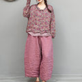 Women Summer Floral Lightweight Ramie Long - sleeve Shirt - View 3 | SAMAG