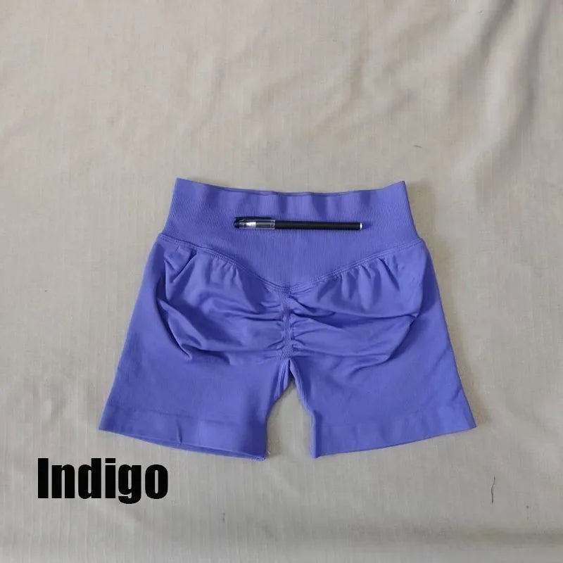 DF L0G0 Women Impact High Waist Seamless Hip Lifting Shorts Elastic Breathable Fitness Yoga Running Workout Shorts