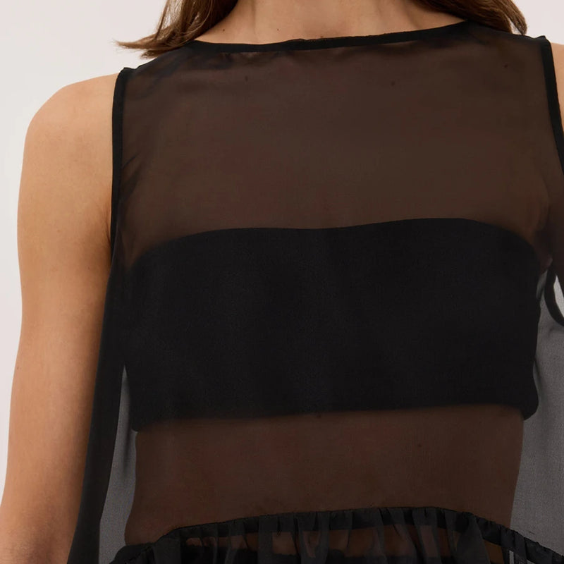 LIMO Sheer Mesh Sleeveless Top Women Ruffle Hem Flowy - View 5 | SAMAG