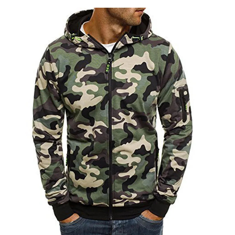 2026 New Mens Sweatshirt Casual Camouflage Hooded Coat for Spring Autumn Male Streetwear Hoodies Cardigan Sportswear MY766