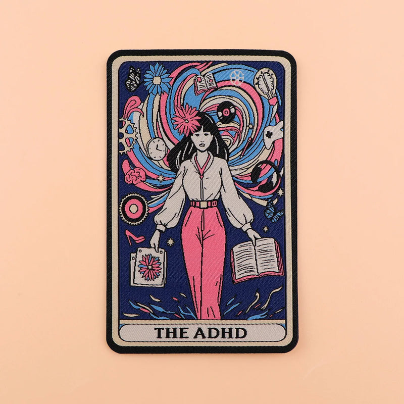 Skeleton Tarot Iron On Patch Clothes Patch For Clothing ADHD Embroidered Patch Garment Apparel Accessories Sewing Stickers