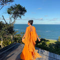 Galarity Luxury Orange Evening Dresses Strapless Pleated | SAMAG