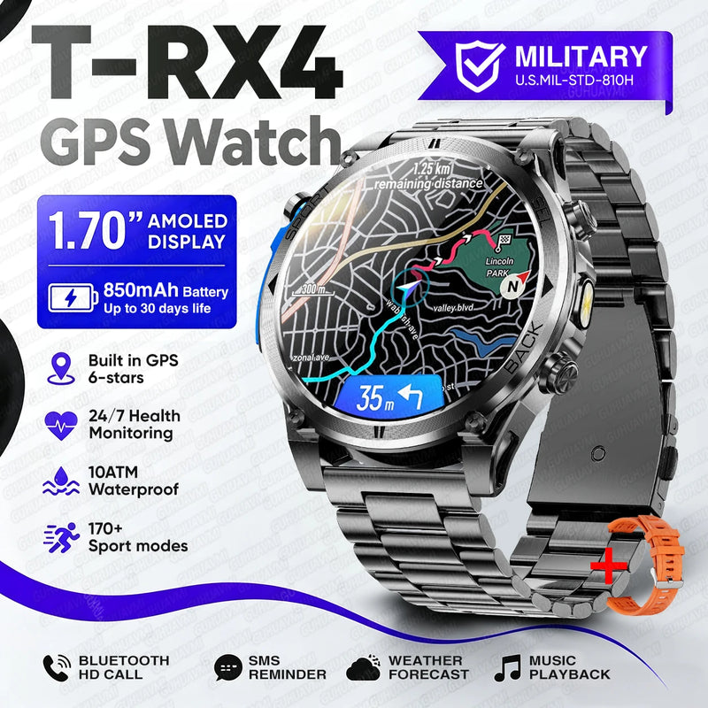 2026New T-RX4 Ultra GPS Smart Watch For Men 6-star GPS Positioning 10ATM Waterproof 850mAh Battery Compass 170+Sports Smartwatch