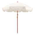 7.3ft Boho Beach Umbrella with Integrated Sand Anchor & Reinforced 8mm Ribs – Heavy Duty Windproof Fringe Patio Umbrella, UPF 50+ Sun Shade with Tilt Mechanism & Carry Bag for Outdoor, Garden, Seaside (Cream/White)