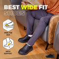 Fitville Men'S Slip-On Shoes Wide Width Leather Casual Shoes Lightweight For Swollen Feet With Arch Support Pain Relief