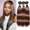 100% Brazilian Remy Virgin Hair Ombre Straight Bundles Colored Brown Highlight Human Hair Bone Straight Sew In Hair Extension