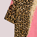 Pink leopard print patchwork casual T - shirt and shorts - View 6 | SAMAG