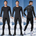 2PCS Set Quick-drying Men's Ski Thermal Underwear Elastic Soft Fleece Fitness Suit Comfortable Tight-fitting Tops Pants Set Gym