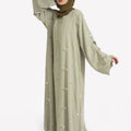 Stylish Muslim Islamic Abaya for Women Light Green Floral | SAMAG