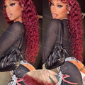 99J Burgundy 38 inch Peruvian Deep Wave 13x6 HD Lace Front Human Hair Wigs Women 13x4 Lace Frontal Wig 5x5 Glueless Closure Wig