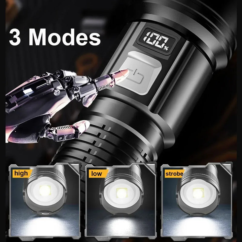 Powerful Rechargeable LED Flashlights High Power Tactical Flashlight Telescopic Zoom Torch Lamp Self Defense Camping Lantern