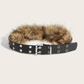Luxury Designer fake Furry Y2k Belt Subculture Autumn Winter Retro Plush Waist Chain Imitation Fur Waist Seal Hot Girl Sexy Belt