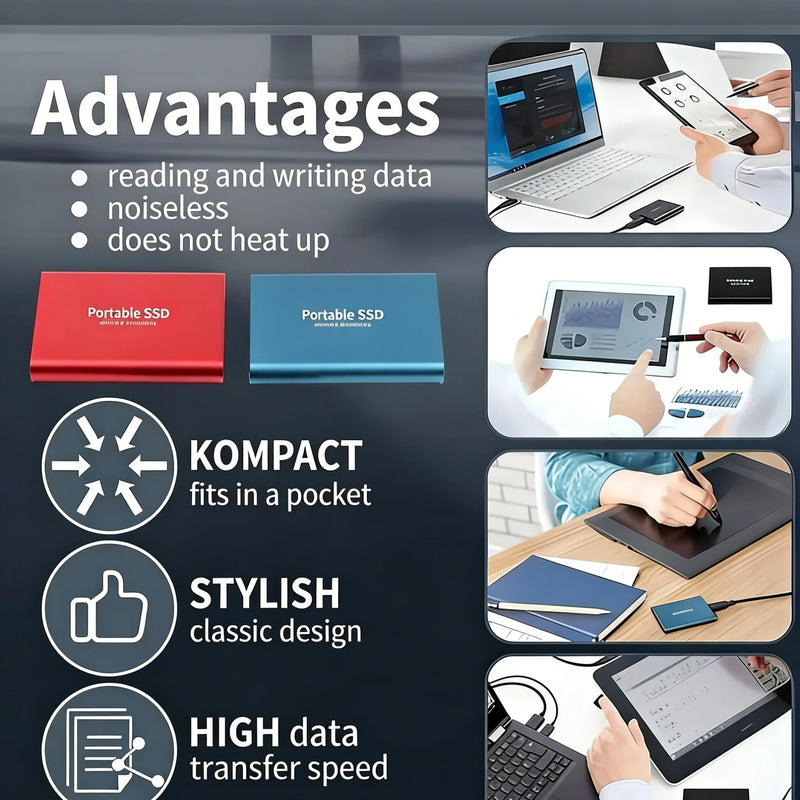 Large Capacity External Hard Drive Portable Hard Disk Ultra Slim Design Storage Device for Daily Use