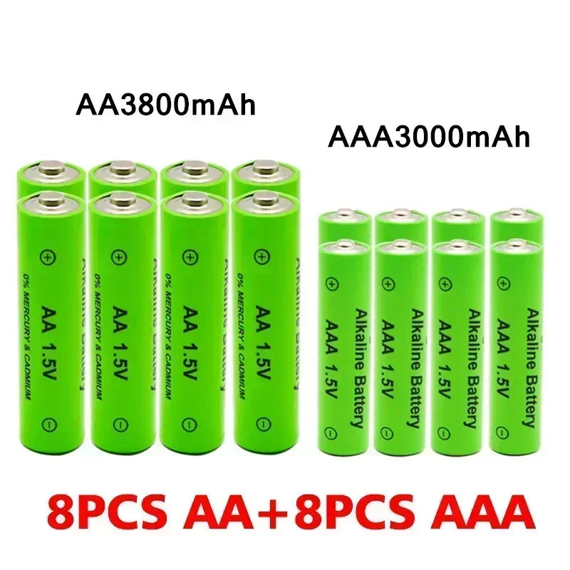 New AA + AAA Rechargeable AA 1.5V 3800mAh / 1.5V AAA 3000mah Alkaline Battery Flashlight Toys Watch Replace Ni-Mh Battery