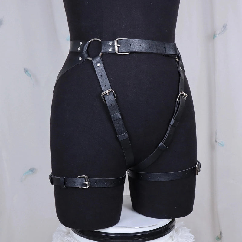 Fashion Women Faux Leather Body Harness Belt Suspenders Garter Leg Goth Clothing Rave Outfit Accessory - Visuel 4 | SAMAG
