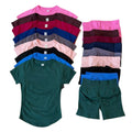 1-2 Pieces Sports Sets Short Sleeve Seamless Yoga Top Gym Suit T-shirt Set Fitness Set Women Workout Running Sports Shorts