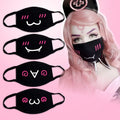 Black Face Mask Unisex Winter Warm Thickening Half Face Mouth Mask Cotton Cartoon Pattern Anti-Dust Anti- Respirator Kpop Mask