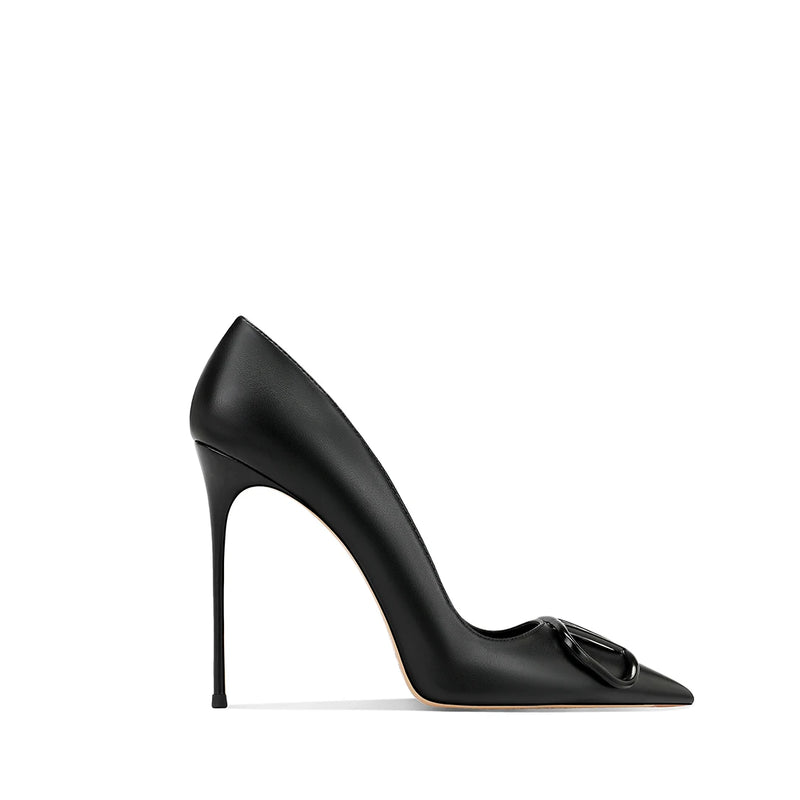 Leather Black Fashion Stiletto High Heels Women's 2025 New Pointed Shallow Mouth Single Shoes