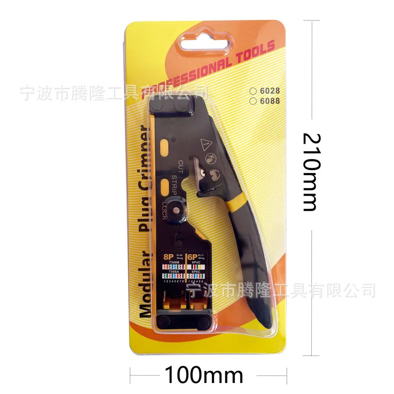 6088 Through-Hole Wire Crimper 8P6P Dual-Use Pliers for RJ45 Punch-Down RJ45 Crystal Head