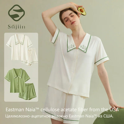 SUJIIN Women's Pajamas Sets Short Sleeve Lounge Woman | SAMAG