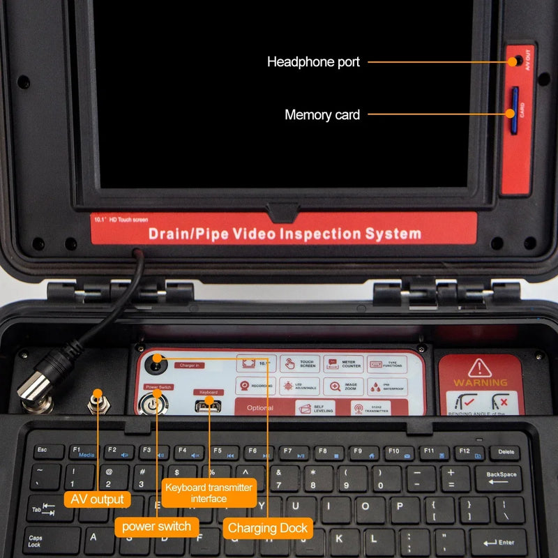 Sewer Pipe Inspection Camera 10.1"HD1080P Touch Screen,SYANSPAN Industrial Endoscope 512Hz Sonde+Locator/Receiver+Self-leveling
