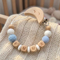 Personalized Name Pacifier Clip Silicone Wooden Dinosaur Baby Teether Holder BPA Free Custom Soother Chain Handmade Dummy Clip