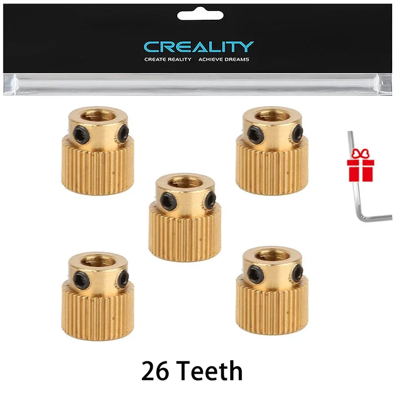 Creality 5PCS Brass Extruder Wheel 26/40 Teeth Drive Gear for CR-10.CR-10S,S4,S5,Ender 3,Ender3 Pro,Ender3 V2 3D Printer Parts