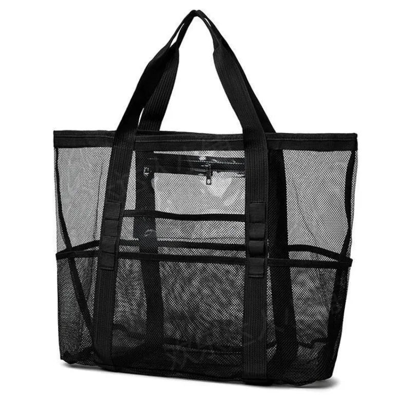 Extra Large Mesh Beach Bag, Swimming Bag for Children Beach Toy Baskets Portable Travel Storage Wash Bag Quick Dry Tote