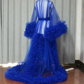 Women Dressing Gown Perspective Sheer Long Tulle Robe Puffy Pregnancy Maternity Dress for Baby Shower Nightgown Sleepwear Custom