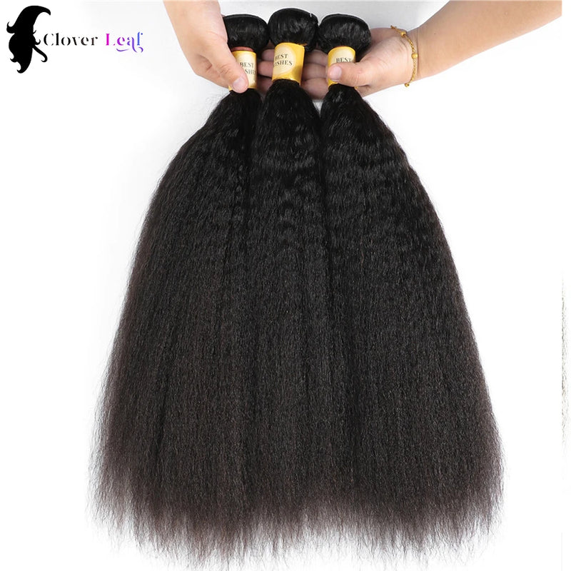 24 24 24 inches Kinky Straight Bundles Natural Yaki Straight Bundles 100% Human Hair Brazilian Hair Weave Bundles Remy Hair